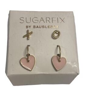 Sugarfix by Baublebar XO Heart Gold Tone and Pink Earring Set